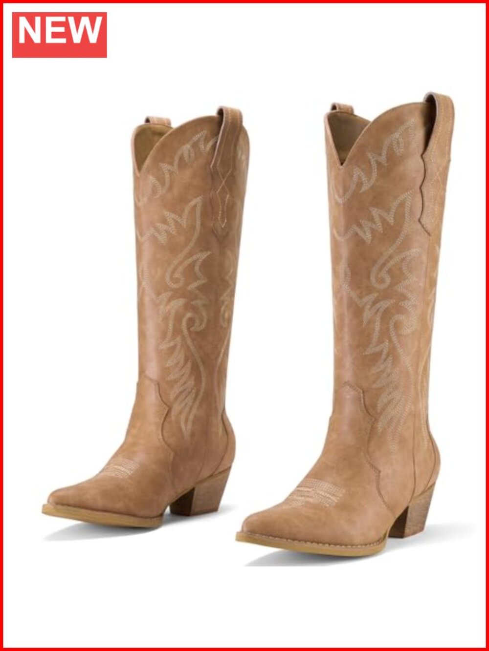 Women's Knee-High Cowboy Boots Synthetic Leather Pointed Toe Western